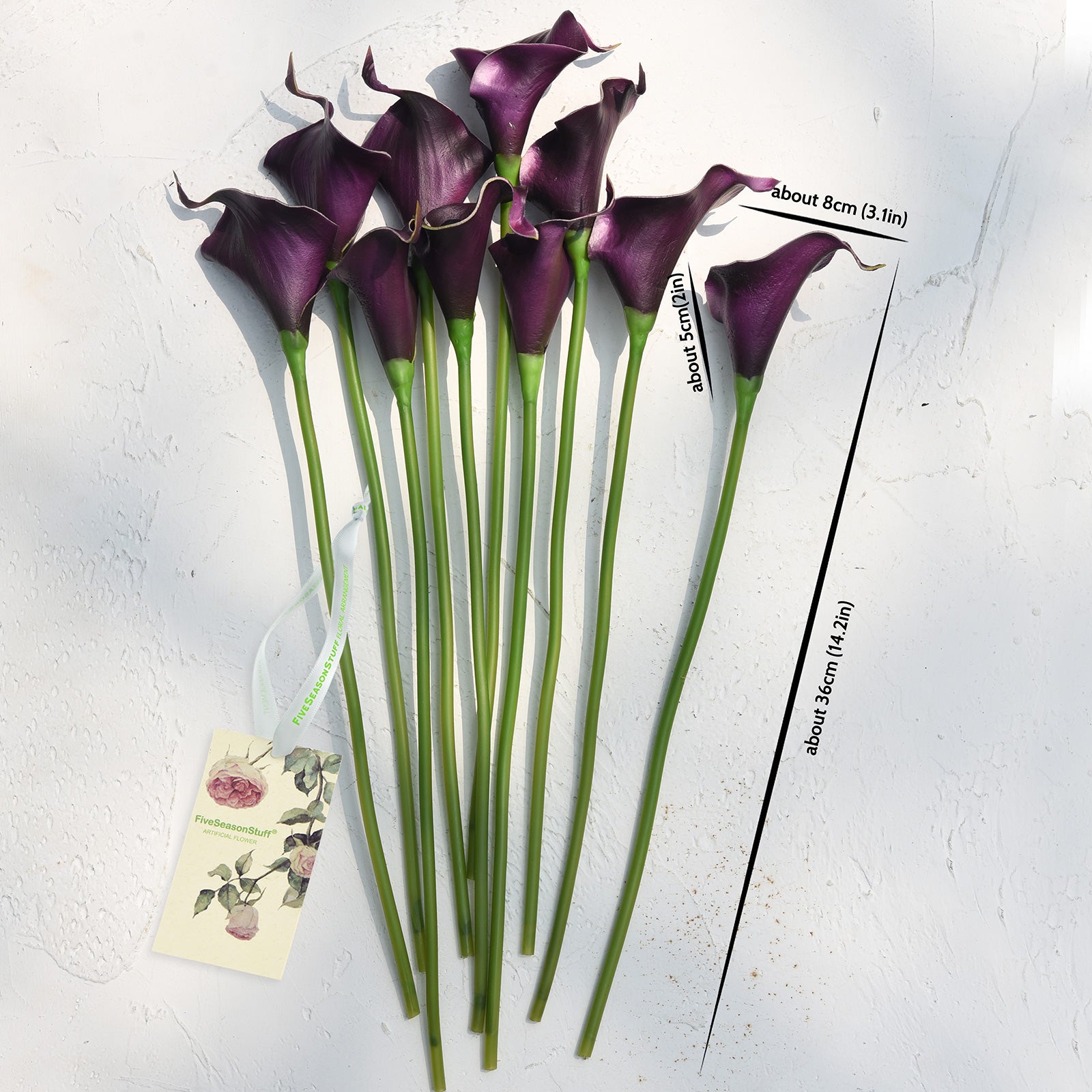 Deep Purple Real Touch Calla Lilies Artificial Flower Bouquet 10 Stems