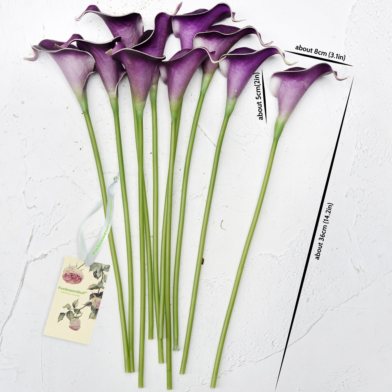 Purple Real Touch Calla Lilies Artificial Flower Bouquet 10 Stems