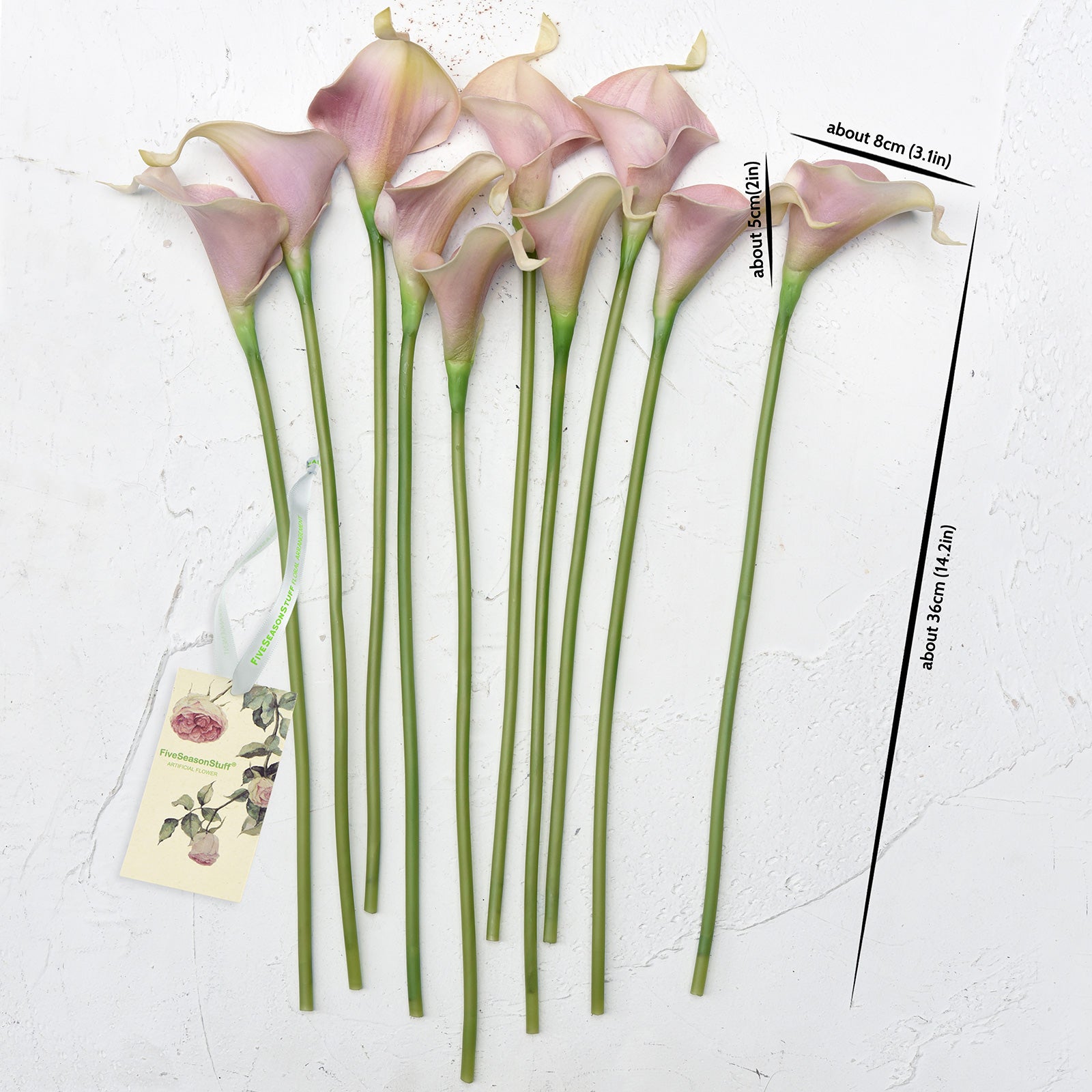 Dark Pink Real Touch Calla Lilies Artificial Flower Bouquet 10 Stems