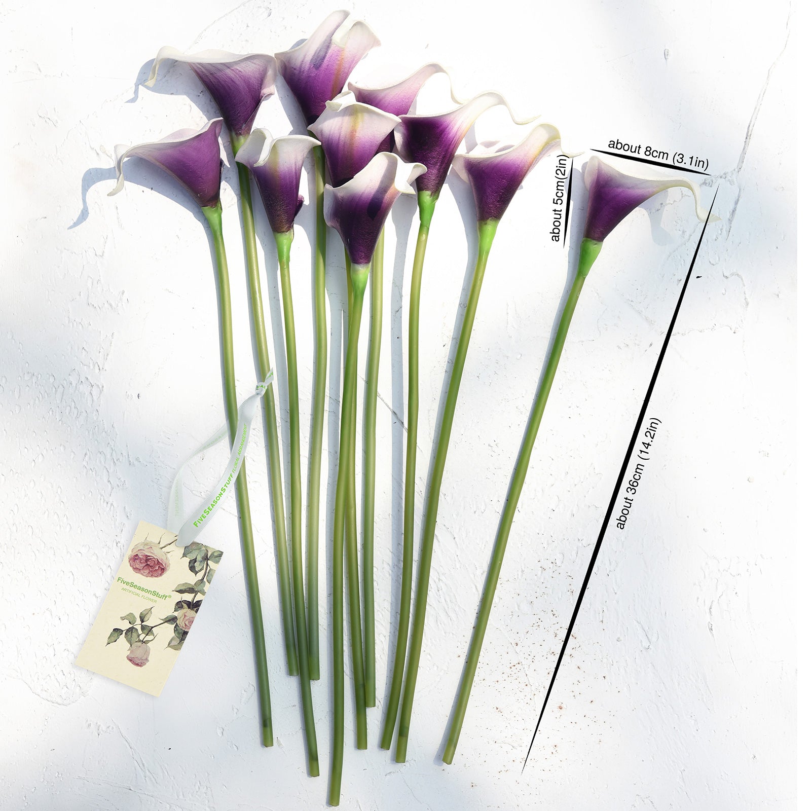 Deep Purple Real Touch Calla Lilies Artificial Flower Bouquet 10 Stems