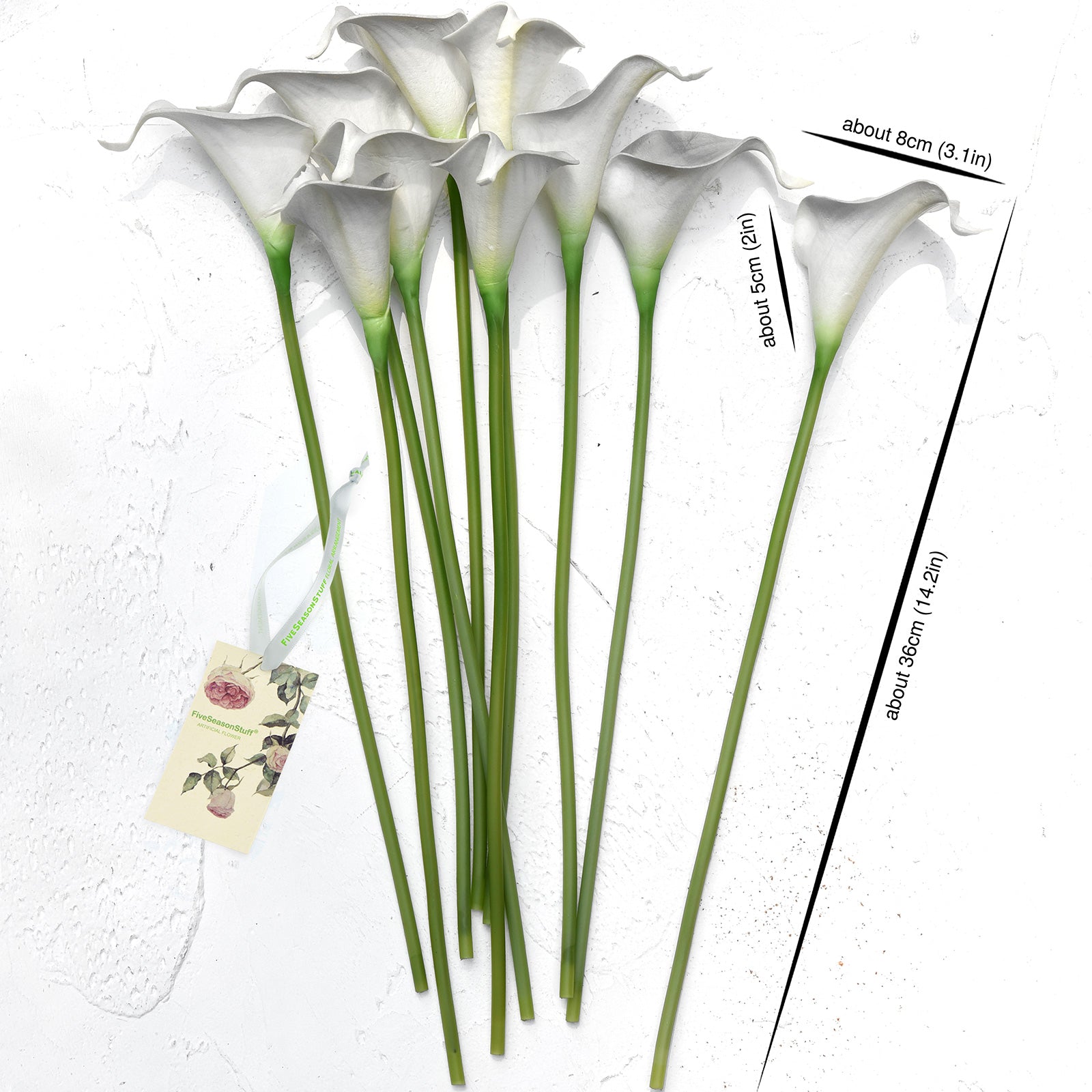 Light Grey Real Touch Calla Lilies Artificial Flower Bouquet 10 Stems