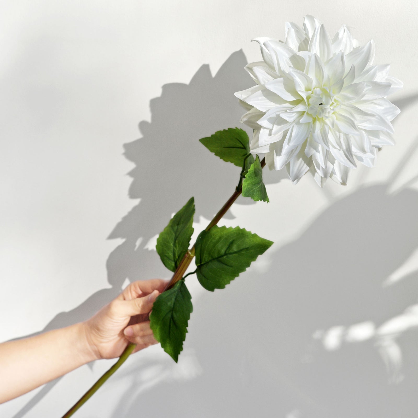 FiveSeasonStuff Artificial Flowers Dahlia Silk Flowers for Outdoors Indoors and Tall Vases (White)