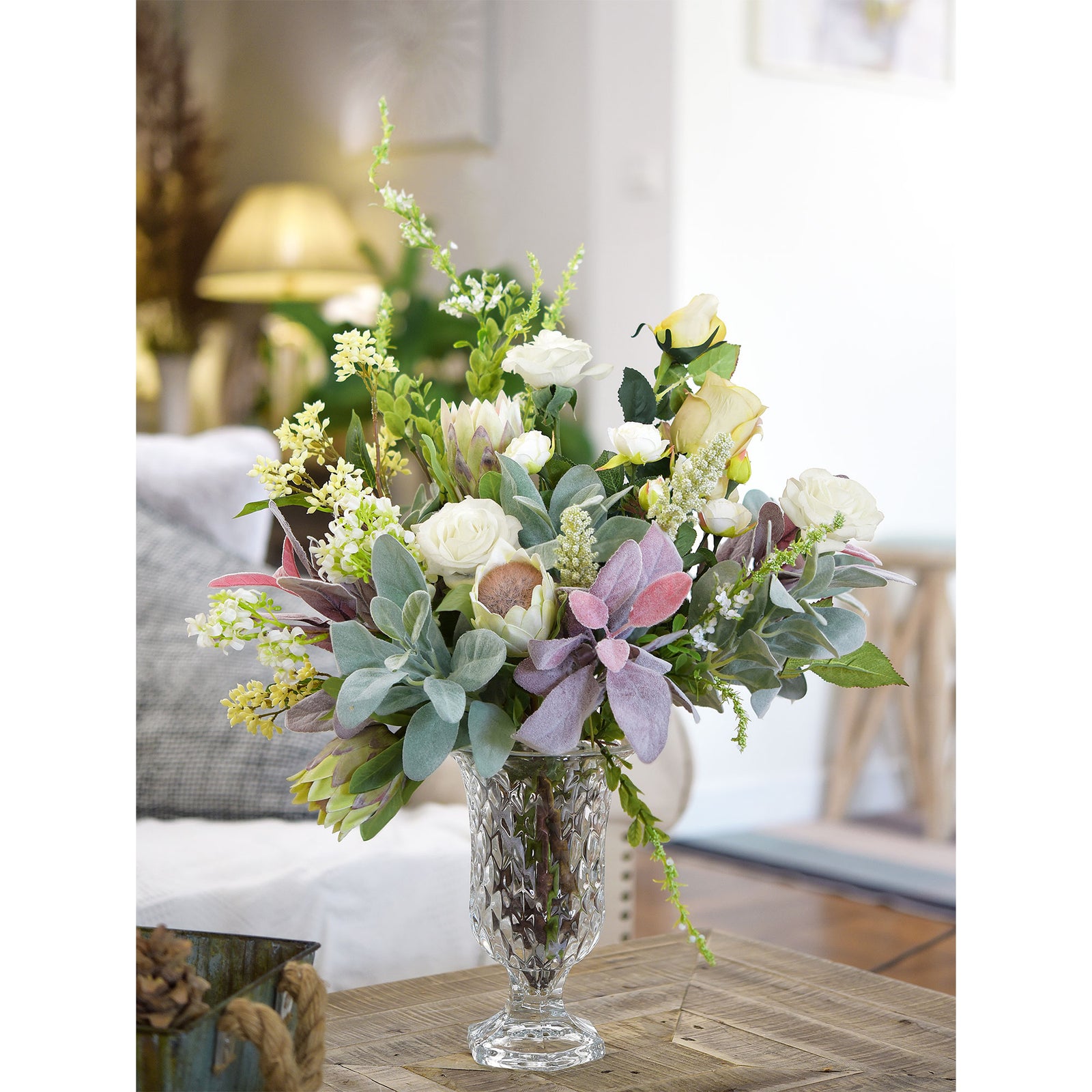 FiveSeasonStuff Sage Green Lamb's Ear Artificial Greenery Bush Plants for Wedding Flower Fillers DIY Bouquets and Floral Arrangements (6 Stems 14 inches Tall)