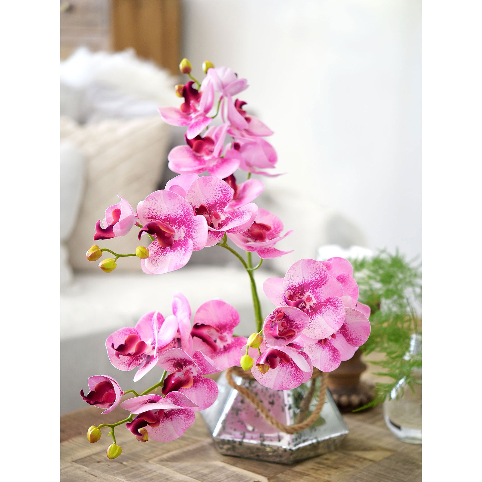 Pastel Violet 2 Stems Real Touch Artificial Butterfly Orchids/Moth Orchid/Phalaenopsis Flowers 27.6" Tall 70cm