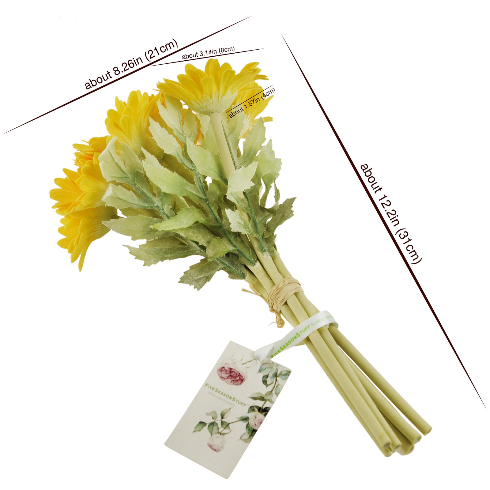 Real Touch Gerbera Flower Stems, Set of 7, 12.2 Inch – 8 Colors
