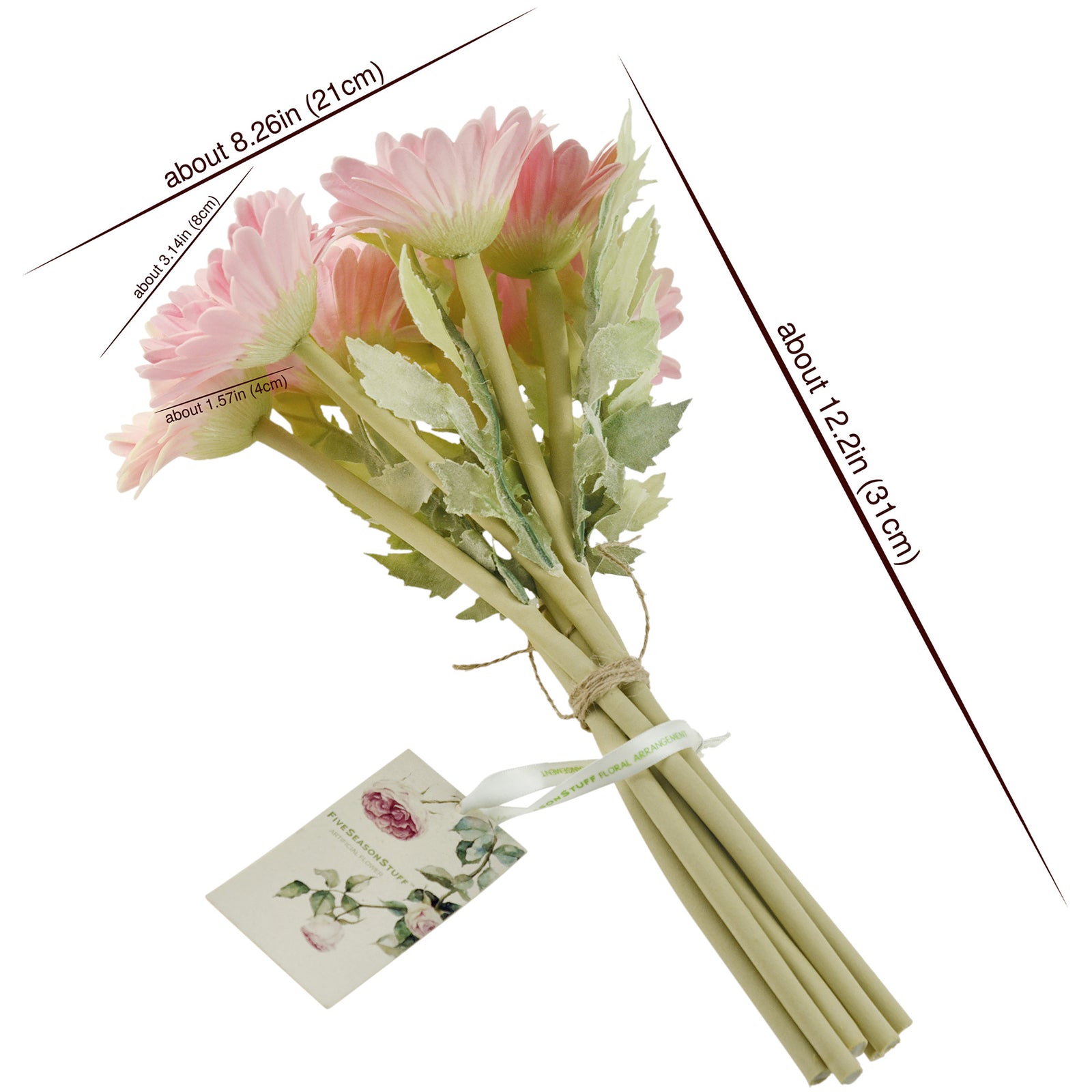 Real Touch Gerbera Flower Stems, Set of 7, 12.2 Inch – 8 Colors