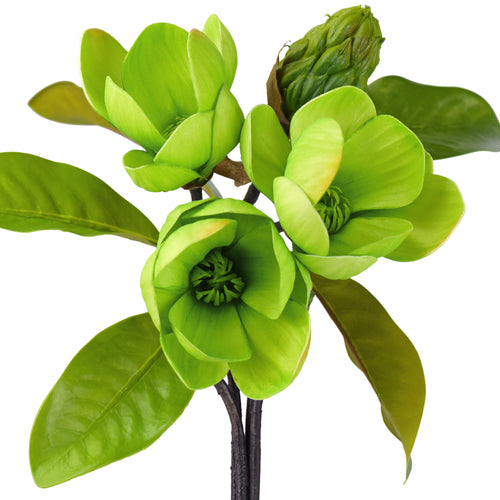 FiveSeasonStuff Noble Green Magnolia Artificial Flowers Arrangement with 4 Stems, Wedding Bridesmaids Bouquet Bridal Showers Home Decor