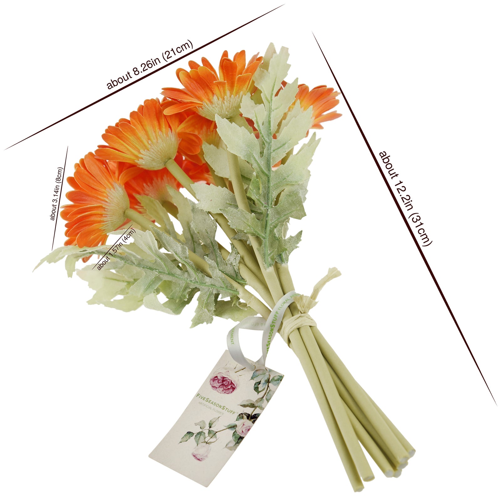 Real Touch Gerbera Flower Stems, Set of 7, 12.2 Inch – 8 Colors