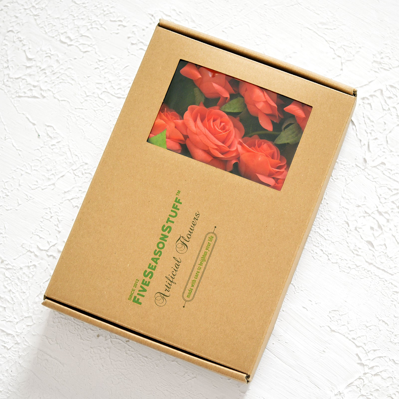 Sunset Orange Real Touch Roses Silk Artificial Flowers ‘Petals Feel and Look like Fresh Roses' (10 Stems)