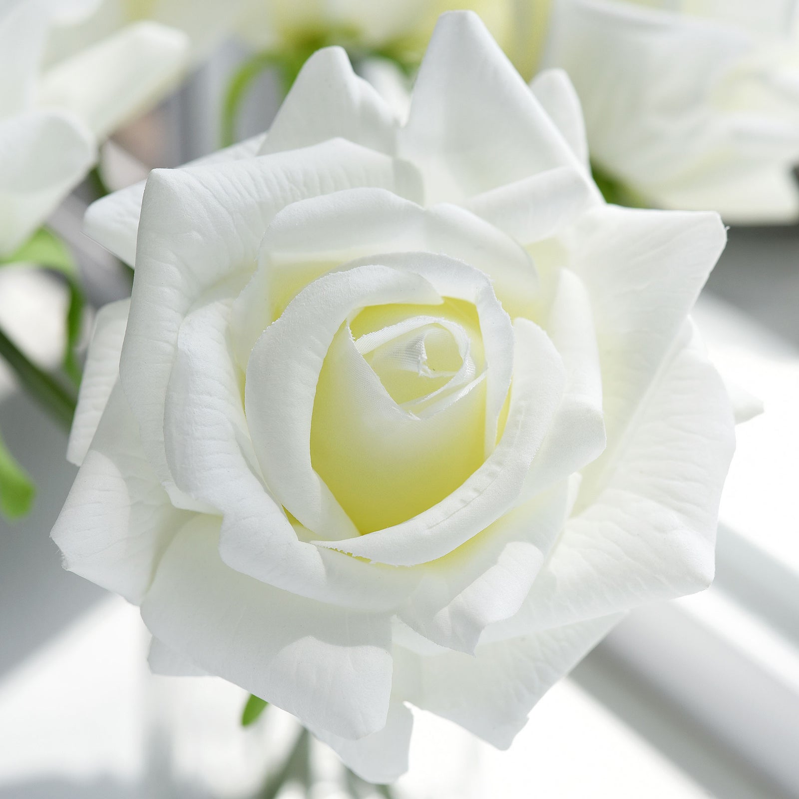 FiveSeasonStuff Milk White Real Touch Garden Rose Artificial Flowers Wedding, Bridal, Home Décor 5 Stems 9.8"