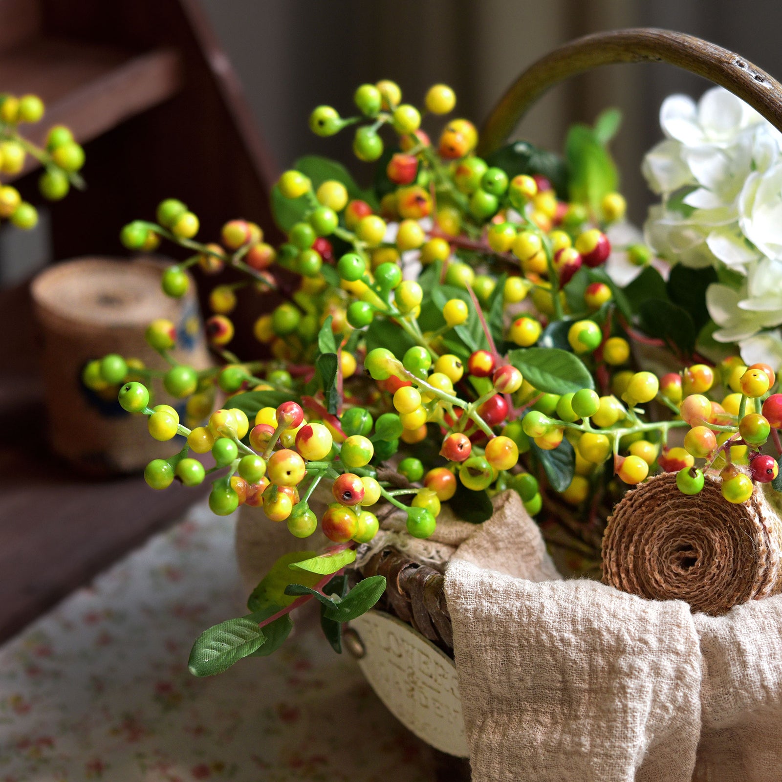 10 Stems Artificial (Yellow) Berry Bouquet 9.8 Inches (25cm) -FiveSeasonStuff