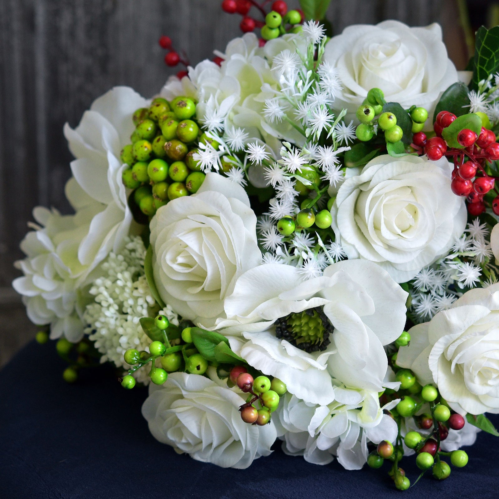 10 Stems Artificial (Green) Berry Bouquet 9.8 Inches (25cm) -FiveSeasonStuff