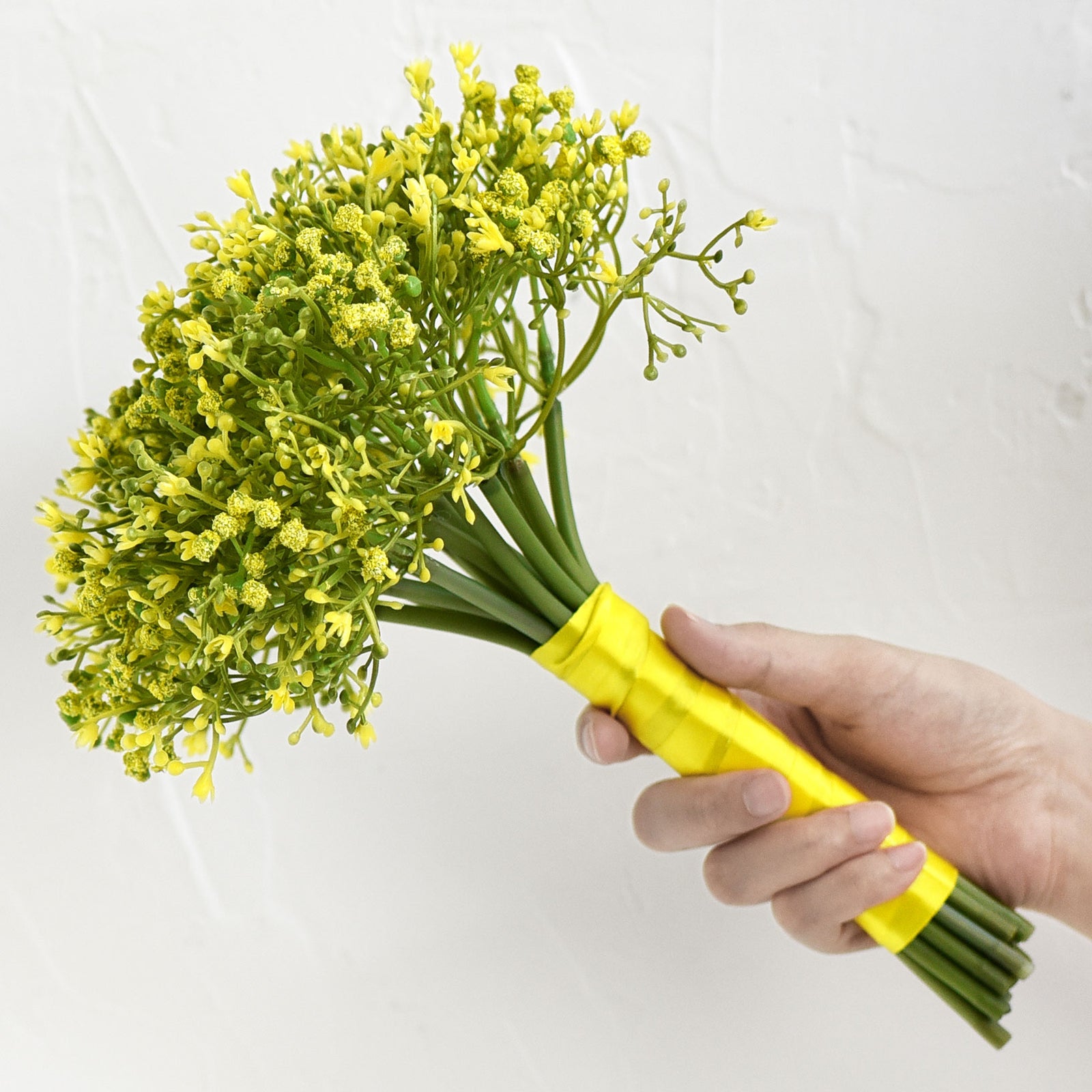 Baby's Breath Artificial Flowers Bouquet 1 Bundle (15 PCS) Baby's Breath Gypsophila 2 for Floral Arrangement, Wedding Flower Bouquet Décor (Yellow)