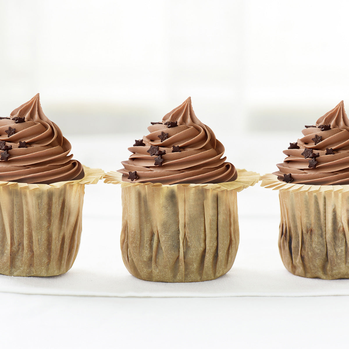 Pack of 60 Brown Cupcake Muffin Cases/Standard Baking Paper Cups Wraps Liners with Elegant Folded Edge (No Moulds Needed) -FiveSeasonStuff