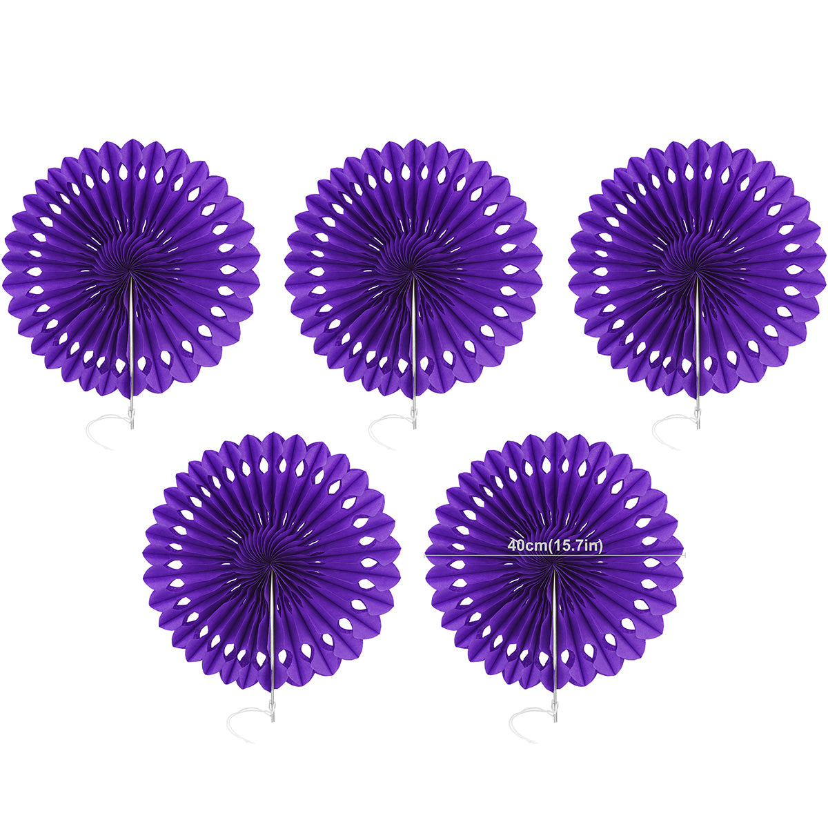 Purple Paper Fan Decoration Paper Rosette 5 Pieces