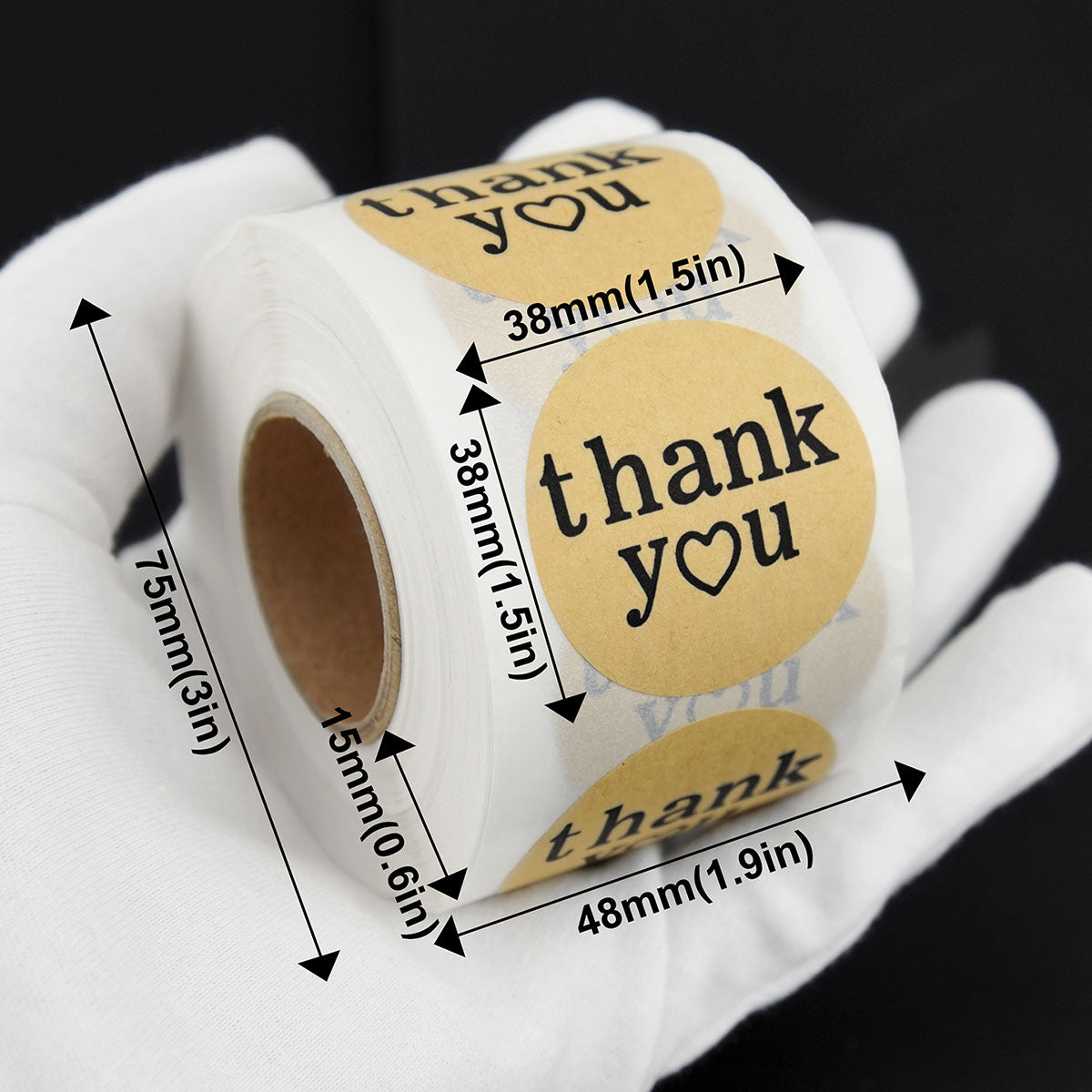 Round Shape Kraft Paper Thank You Stickers 500 Pieces