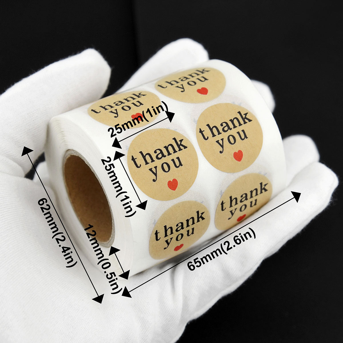 Round Shape Kraft Paper Thank You Stickers 1000 Pieces