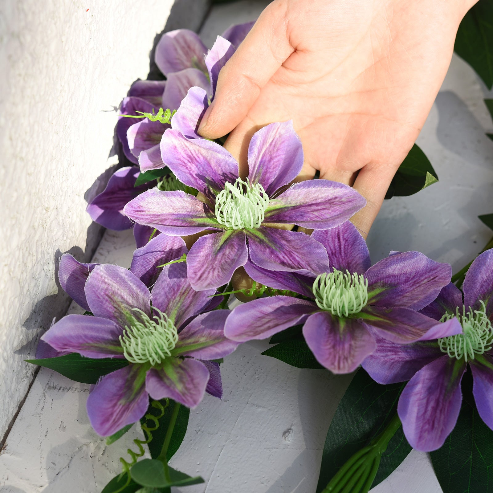 FiveSeasonStuff 6 Stems Artificial Plant Clematis Flowers Vine Kitchen Garden Party Decoration (Blue Violet)
