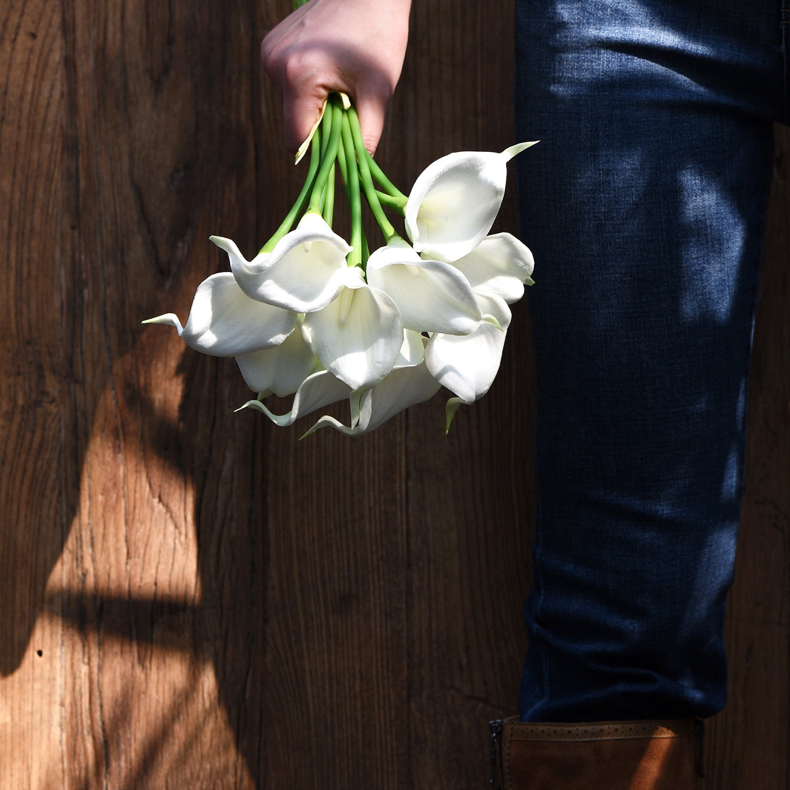 White Real Touch Calla Lilies Artificial Flower Bouquet 10 Stems
