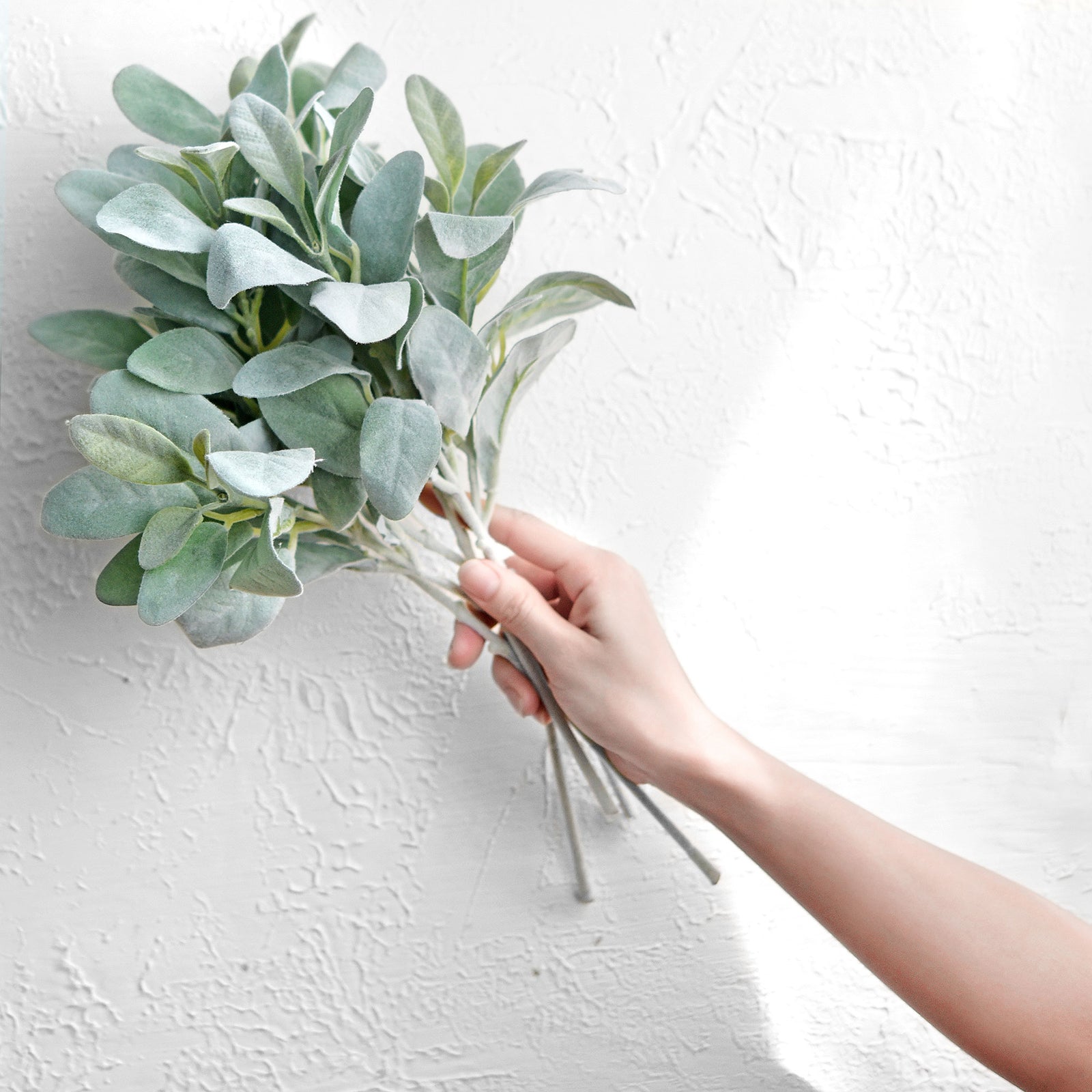 FiveSeasonStuff Sage Green Lamb's Ear Artificial Greenery Bush Plants for Wedding Flower Fillers DIY Bouquets and Floral Arrangements (6 Stems 14 inches Tall)