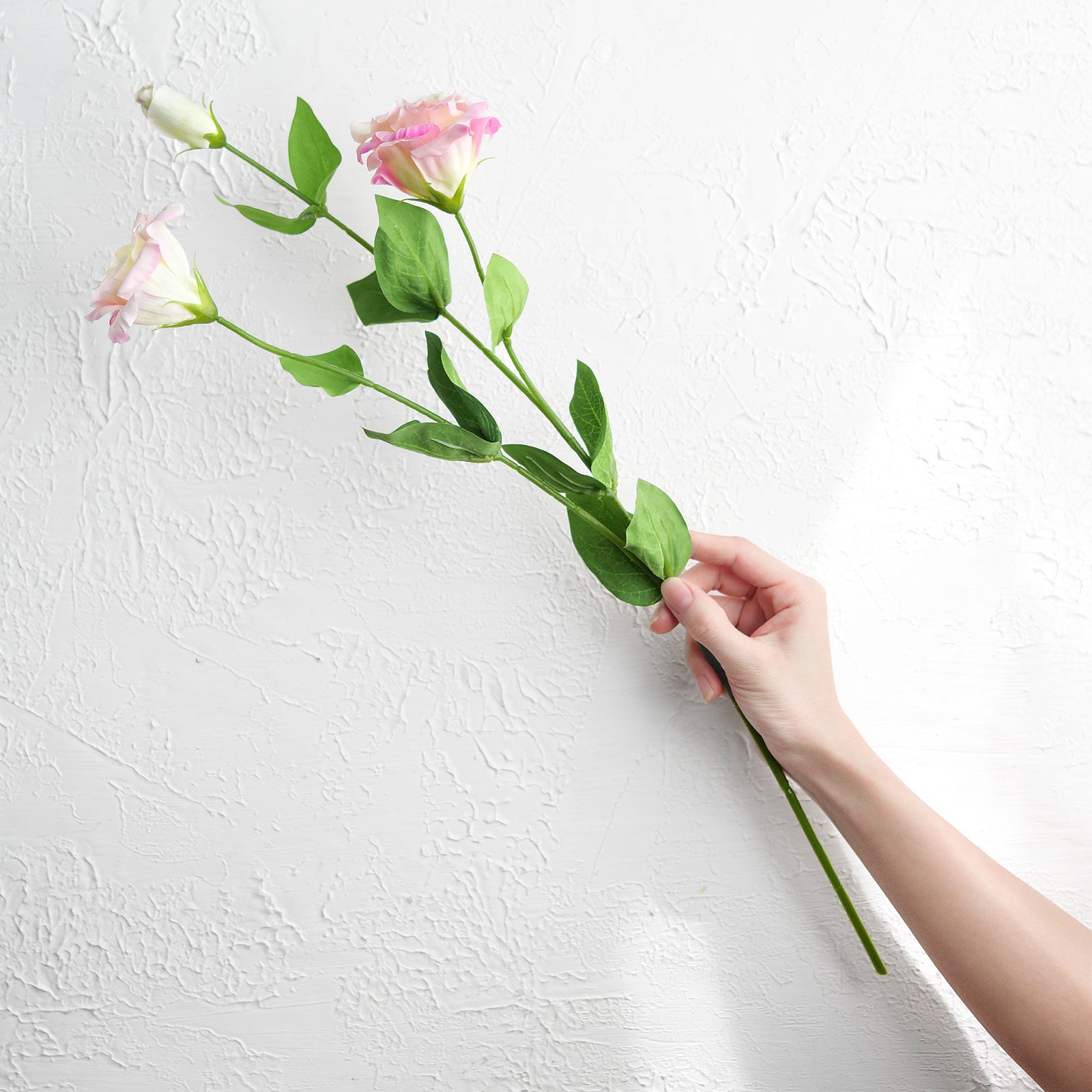 FiveSeasonStuff Real Touch Light Rose Pink Lisianthus Artificial Flowers Tall Long Stems 58cm 3 Stems