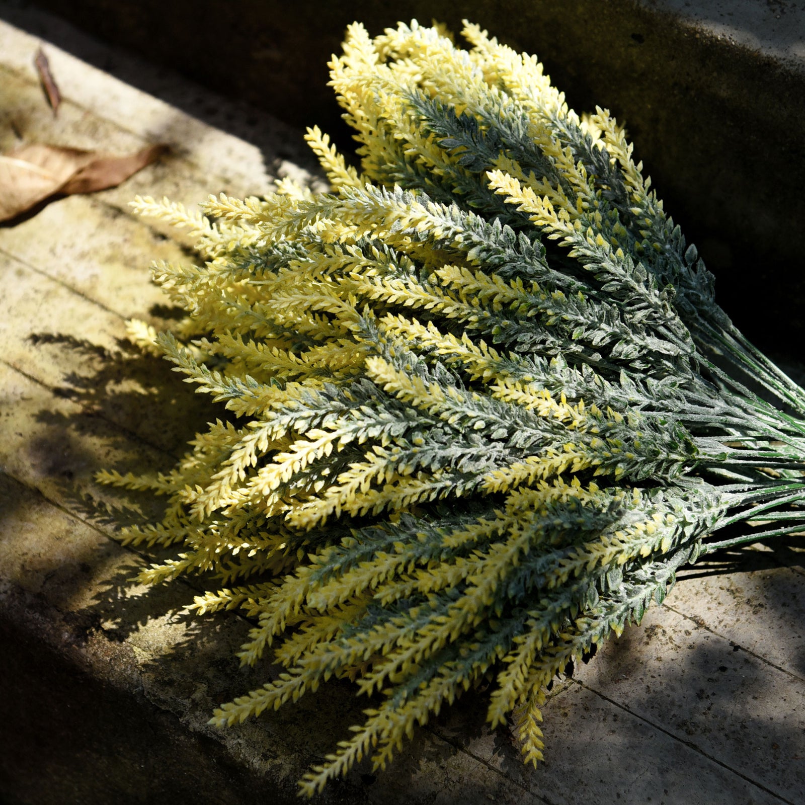 Artificial Flocked Yellow Lavender Flowers & Bouquets 10 Bundles