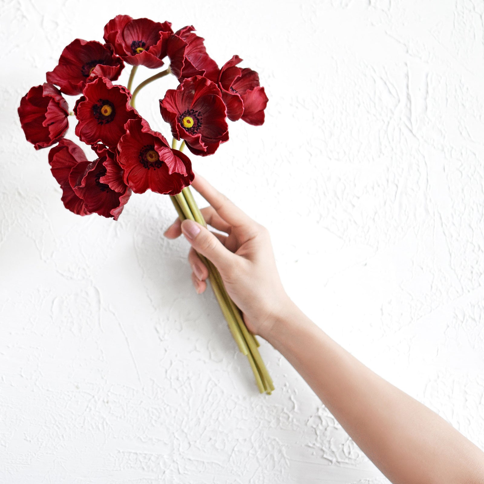 Red Real Touch Poppy Stems, Set of 10