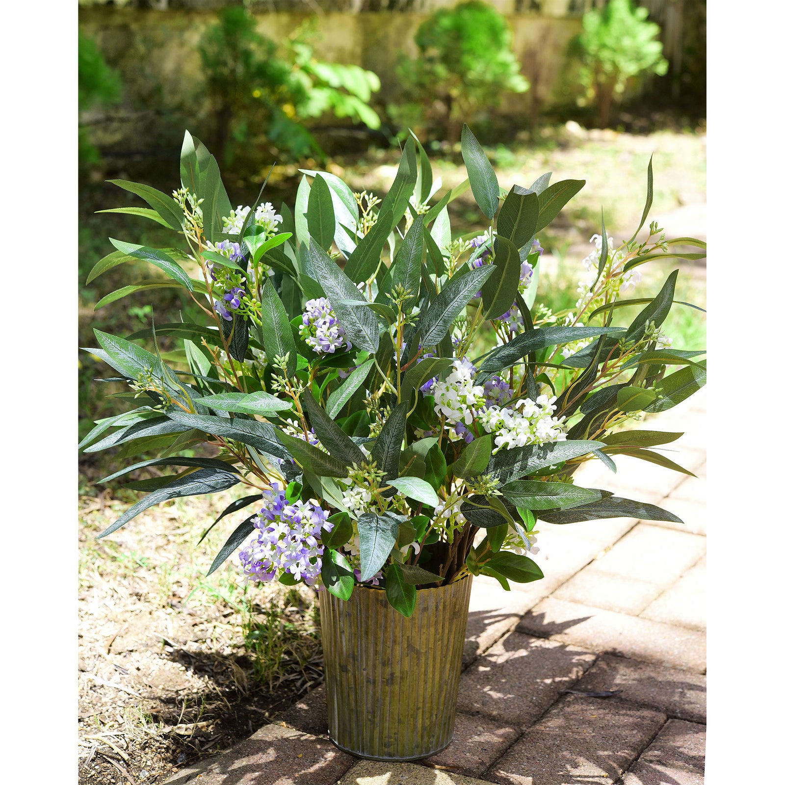 FiveSeasonStuff 33.8" Long Stem Seeded Willow Eucalyptus Artificial Greenery Fillers 6 Bunches