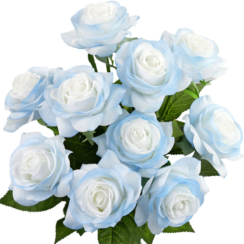 Real Touch Antarctic Icy Blue Roses Silk Artificial Flowers ‘Petals Feel and Look like Fresh Roses' Wedding, Bridal, Home Décor
