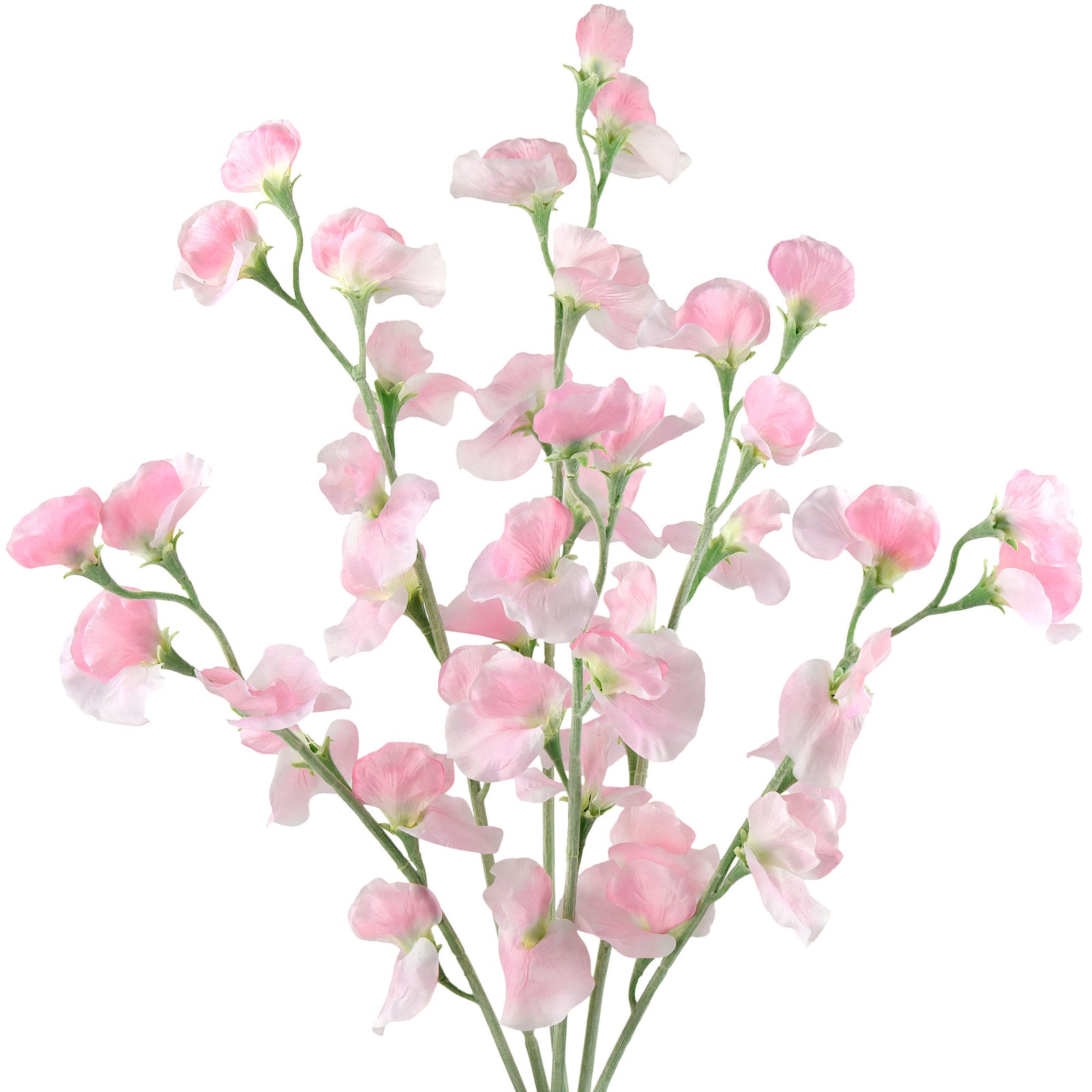 Misty Light Pink Sweet Pea Flowers Real Looking Artificial flowers Home Décor 24.8'' (6 Stems) FiveSeasonStuff