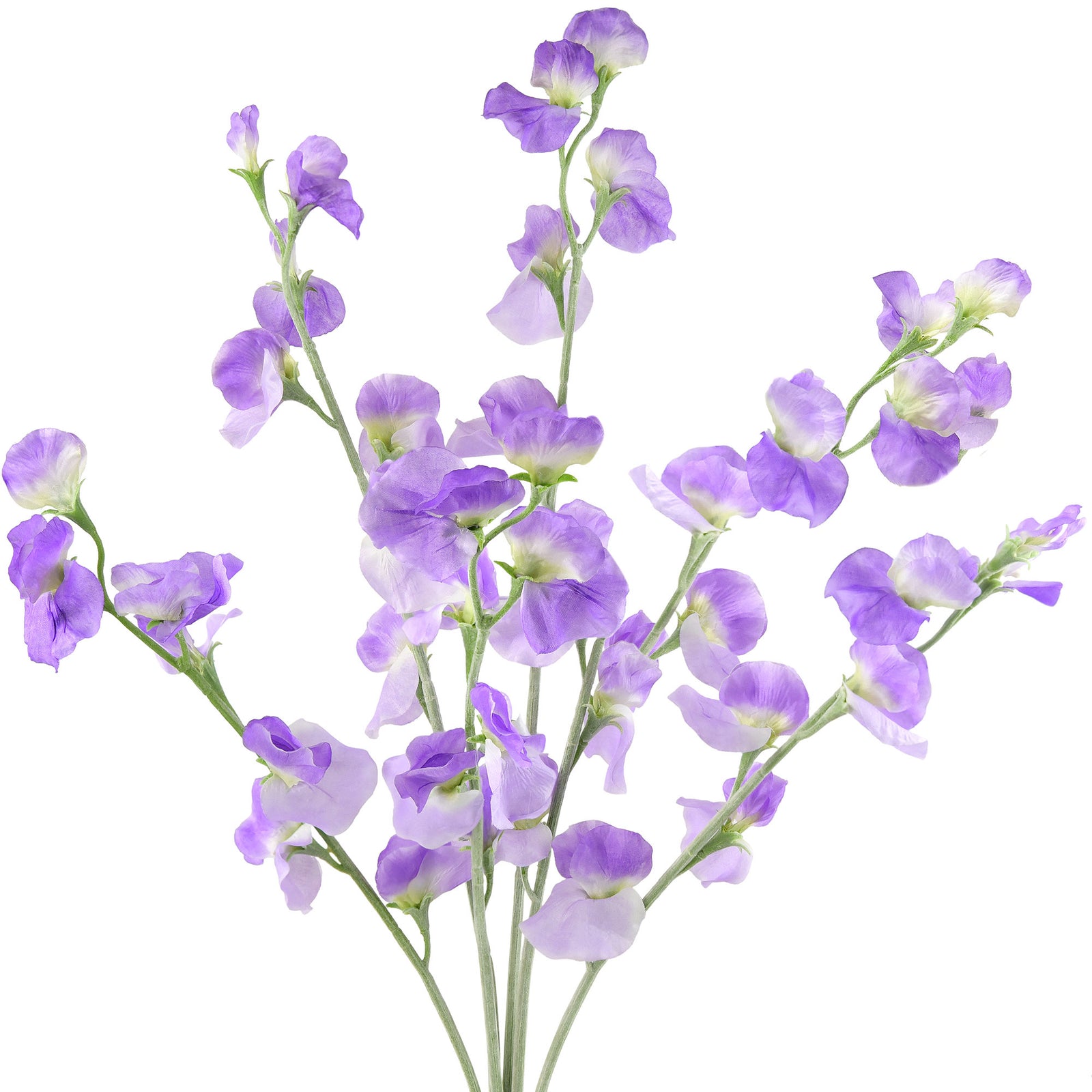 Indigo Purple Sweet Pea Flowers Real Looking Artificial flowers Home Décor 24.8'' (6 Stems) FiveSeasonStuff