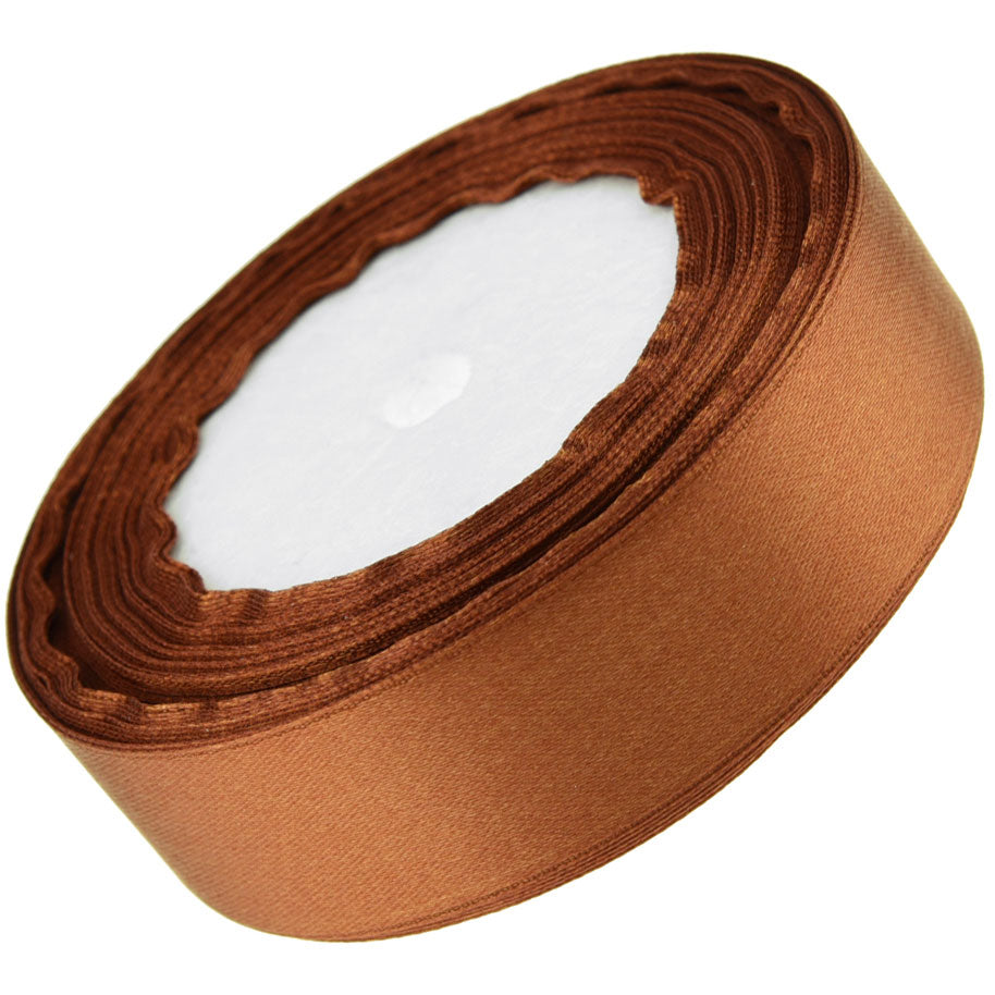 25mm Brown Single Sided Satin Ribbon