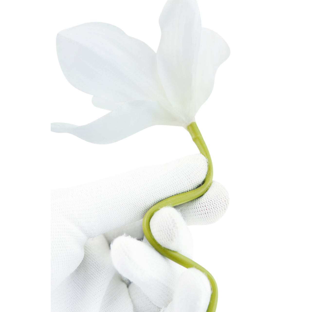 12 Stems Artificial Real Touch White Cymbidium Flowers & Bouquet 9.1 Inches (23cm)