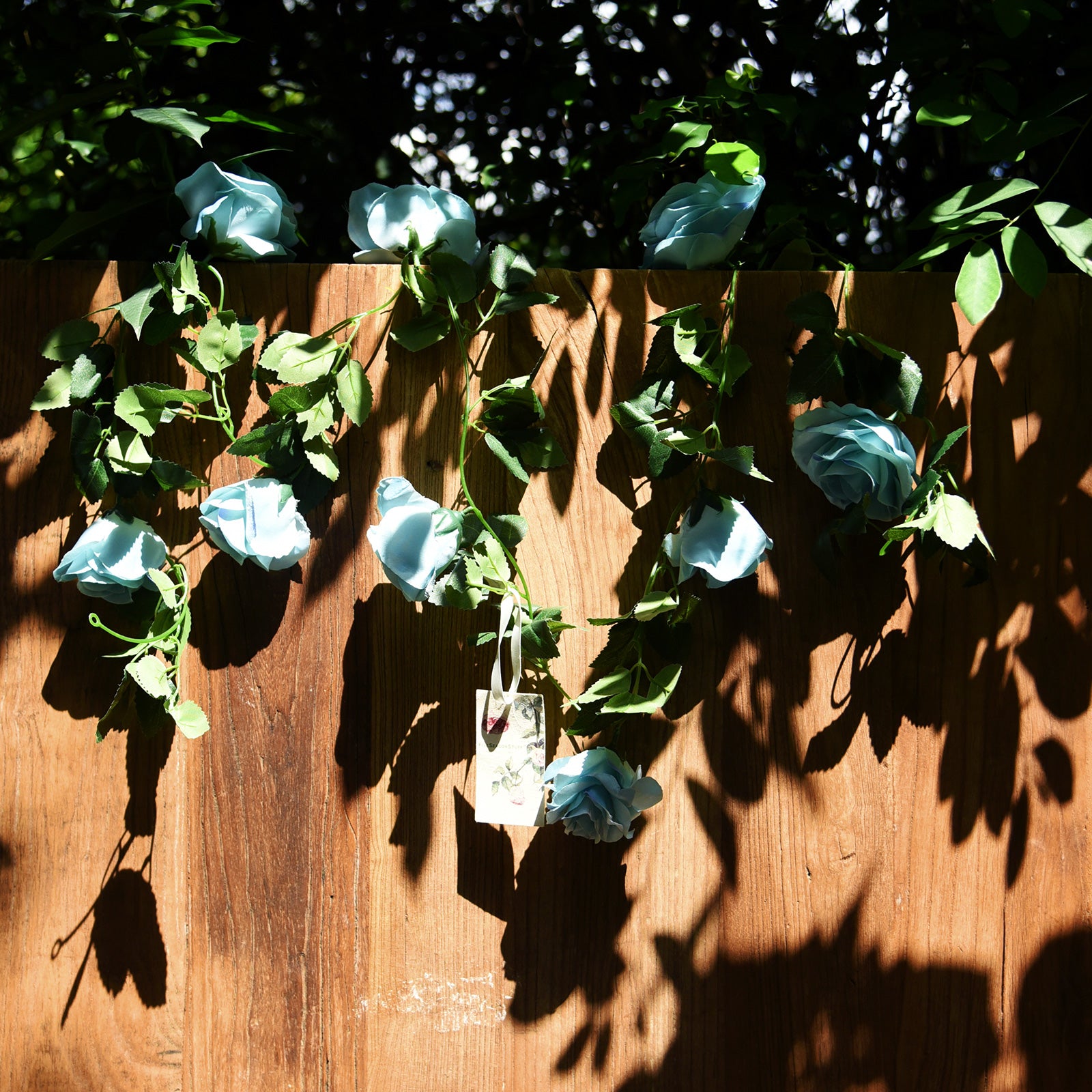 Artificial Silk Rose Garlands Vine Plant Flower Leaves (Sky Blue) 4 Pcs