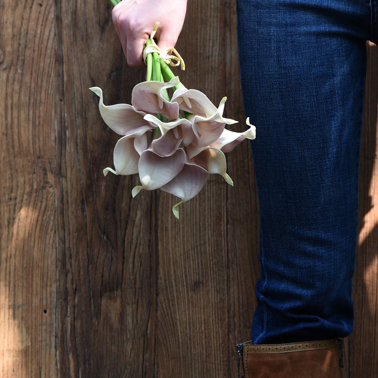Dark Pink Real Touch Calla Lilies Artificial Flower Bouquet 10 Stems