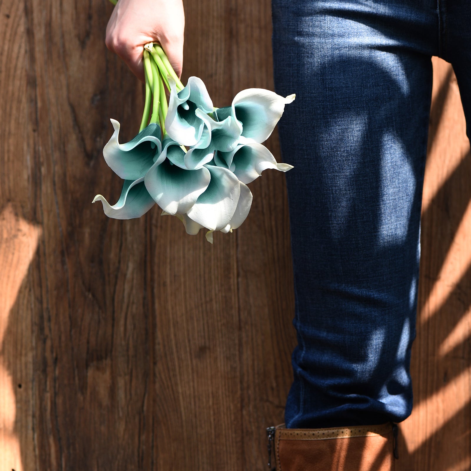 Deep Ocean Real Touch Calla Lilies Artificial Flower Bouquet 10 Stems