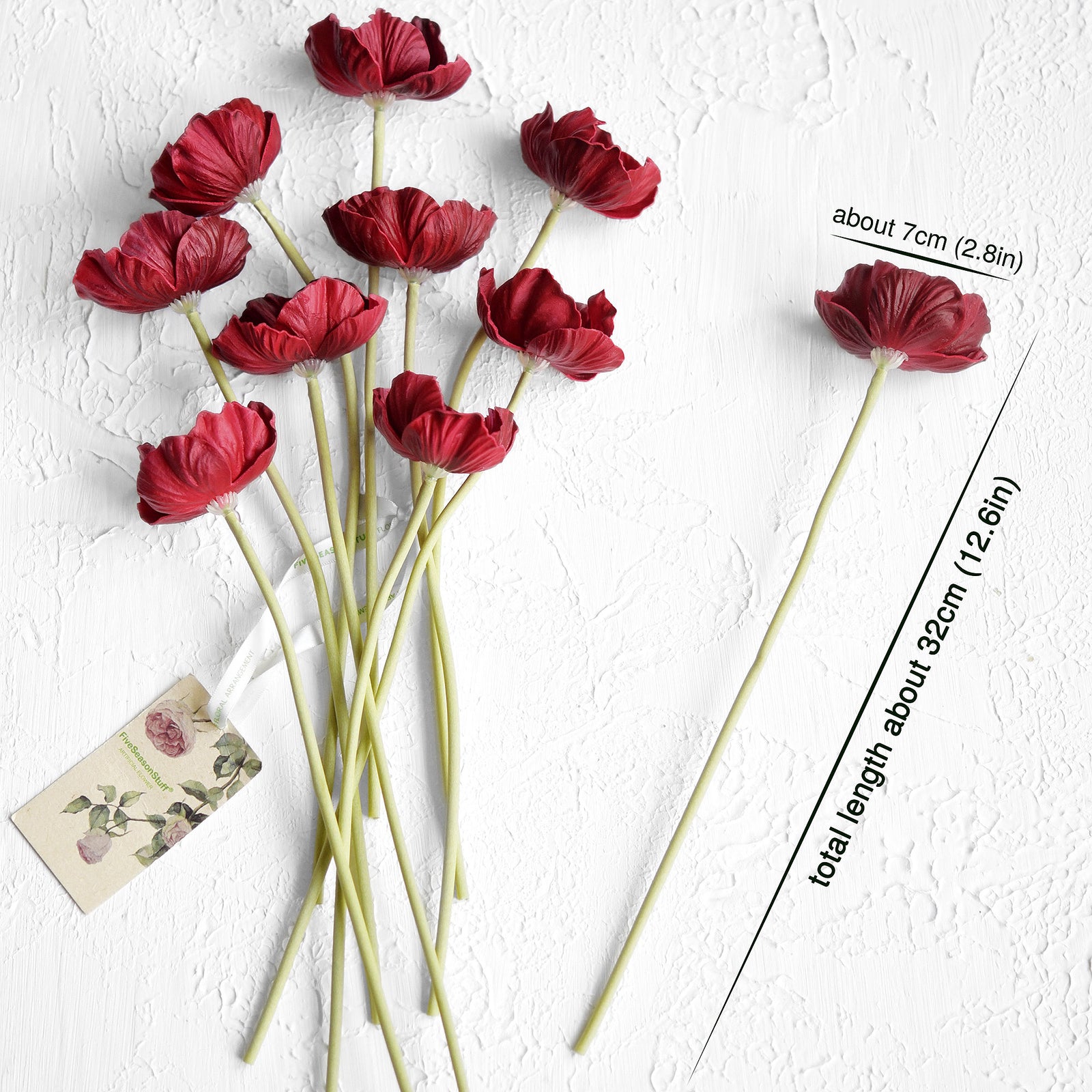 Red Real Touch Poppy Stems, Set of 10