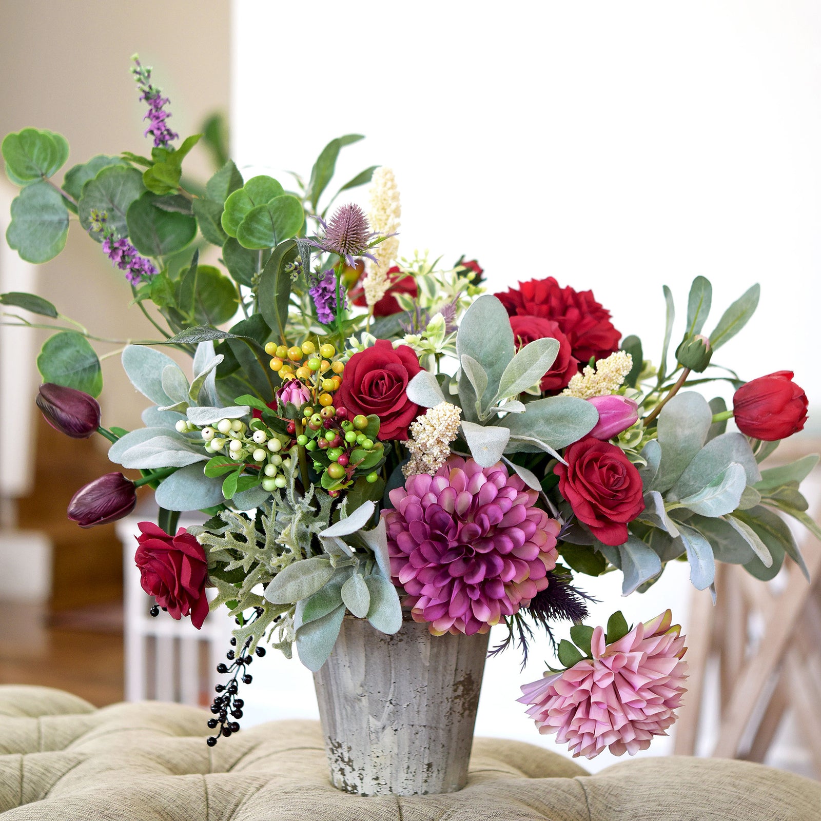 FiveSeasonStuff Sage Green Lamb's Ear Artificial Greenery Bush Plants for Wedding Flower Fillers DIY Bouquets and Floral Arrangements (6 Stems 14 inches Tall)