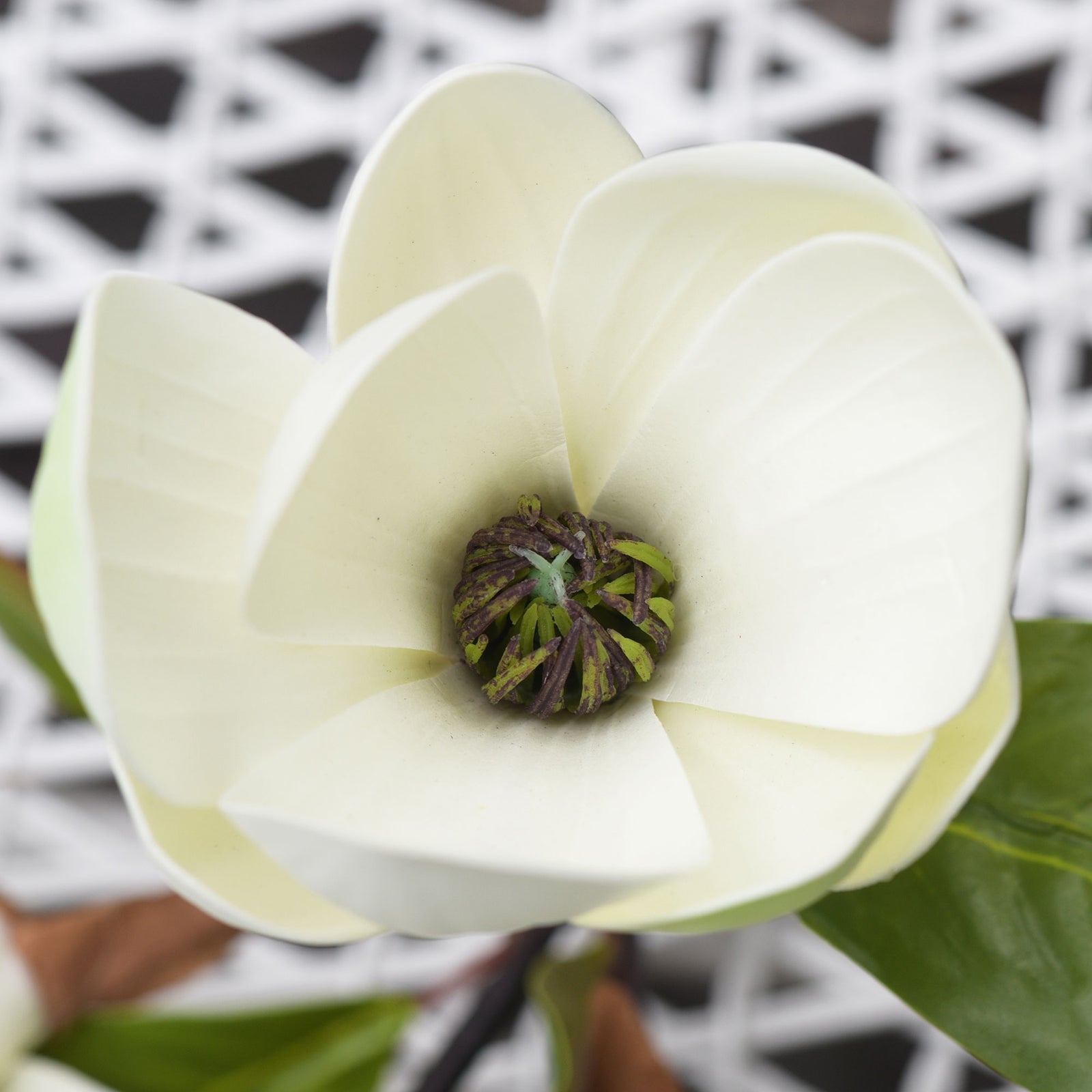 FiveSeasonStuff Purity White Magnolia Artificial Flowers Arrangement with 4 Stems, Wedding Bridesmaids Bouquet Bridal Showers Home Decor