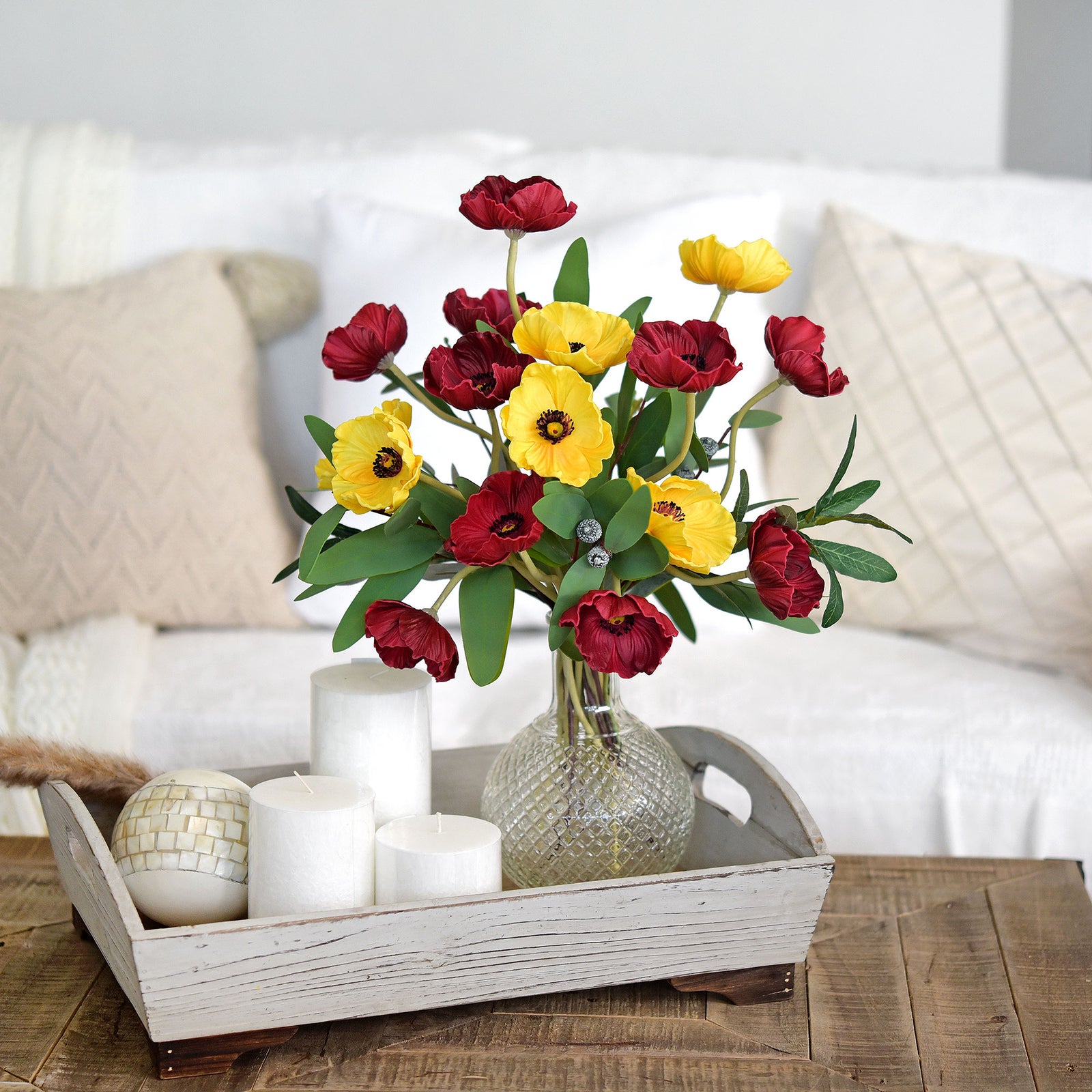 Red Real Touch Poppy Stems, Set of 10