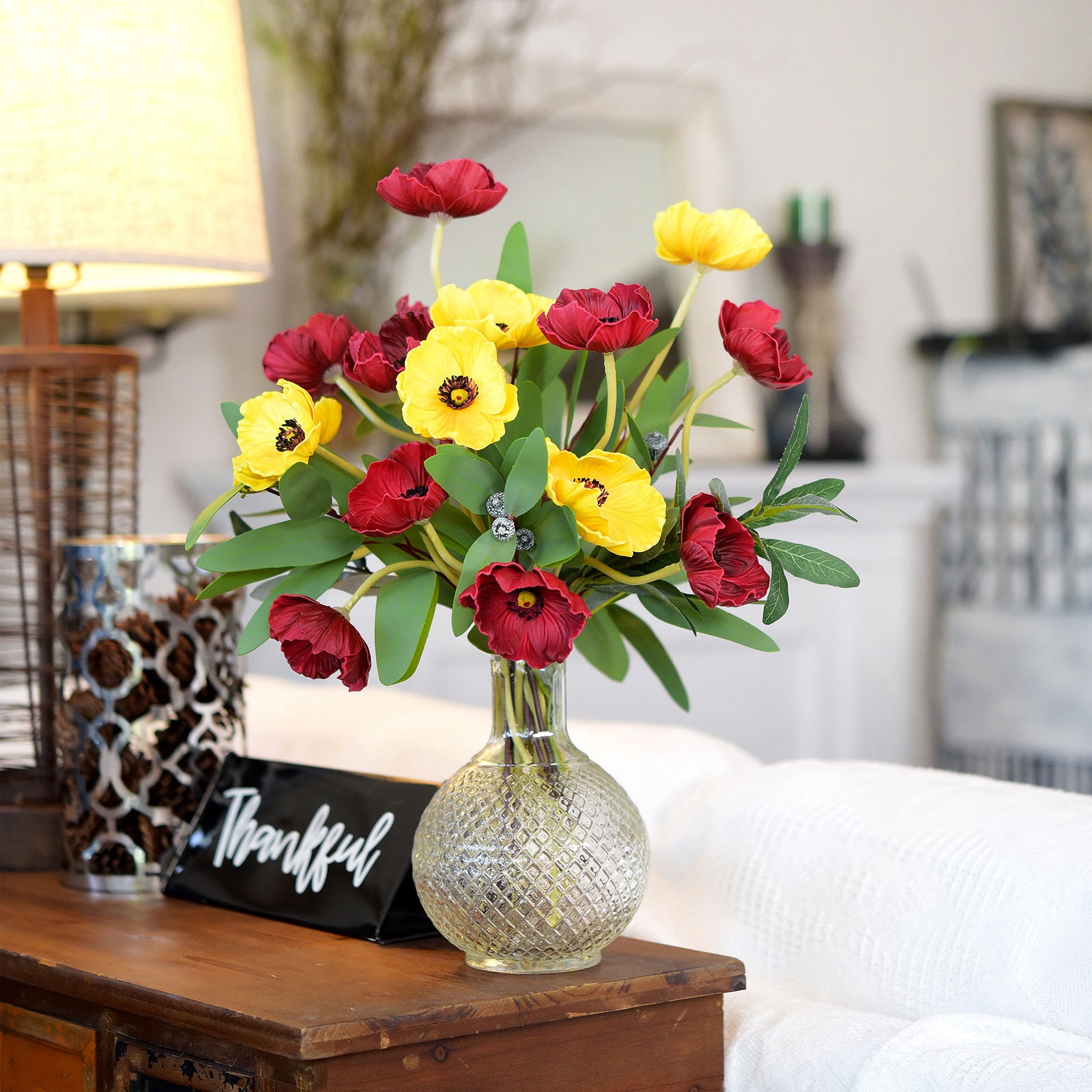 Red Real Touch Poppy Stems, Set of 10