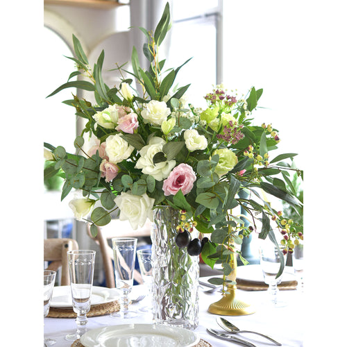 FiveSeasonStuff Real Touch White Lisianthus Floral White Artificial Flowers Tall Long Stems 58cm 3 Stems