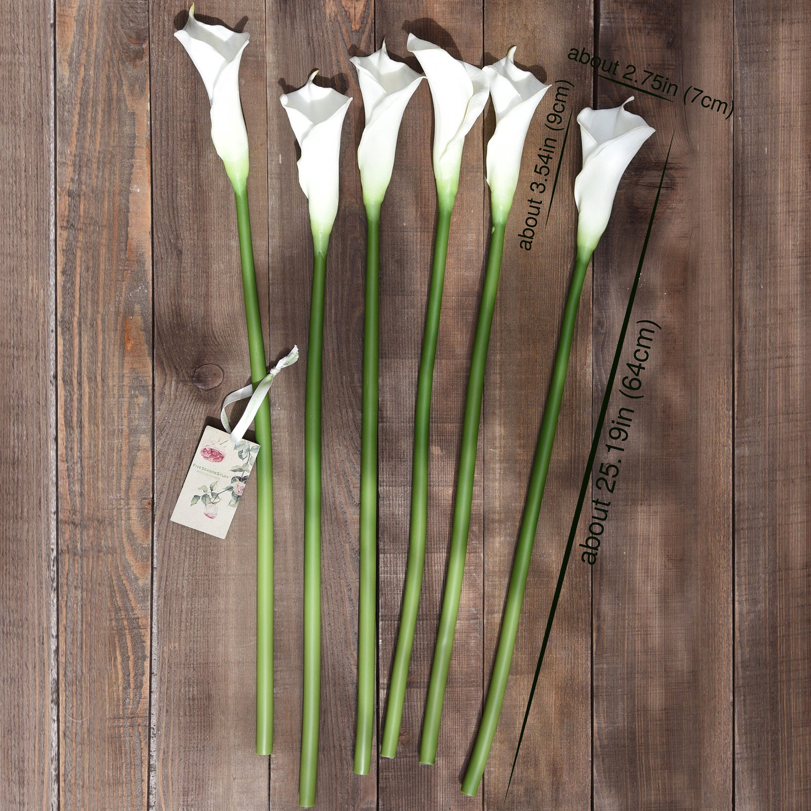 artificial white calla lilies White Real Touch Large Size Calla Lilies Artificial Flower Bouquet 6 Stems