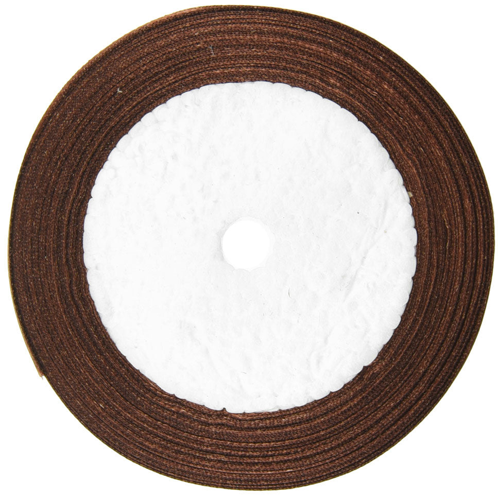 10mm Chocolate Single Sided Satin Ribbon