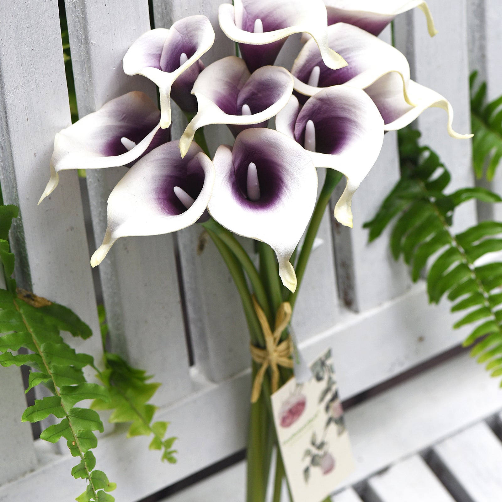 Deep Purple Real Touch Calla Lilies Artificial Flower Bouquet 10 Stems