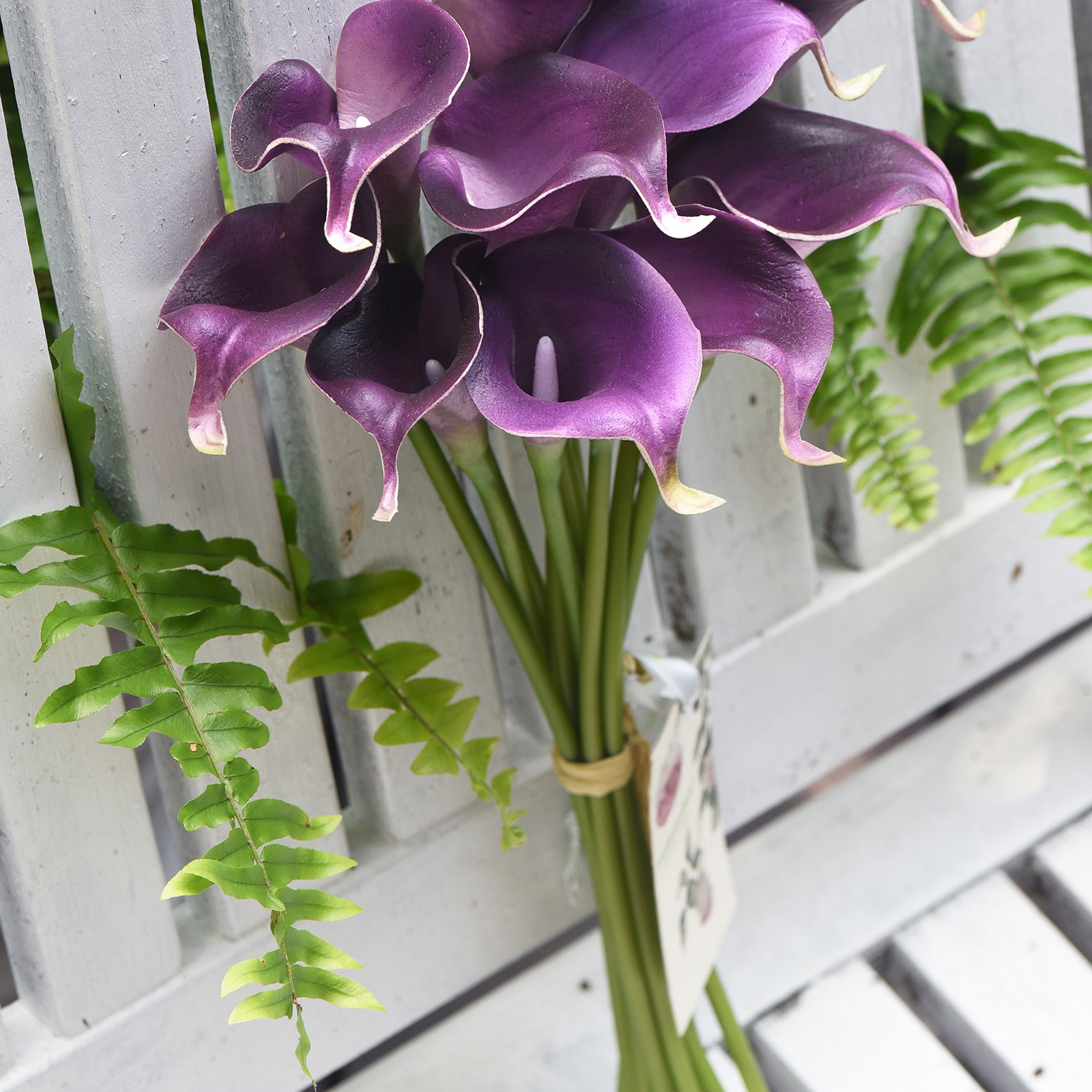 Purple Real Touch Calla Lilies Artificial Flower Bouquet 10 Stems