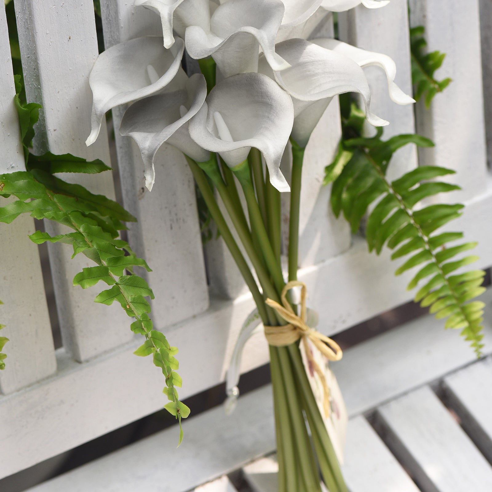 Light Grey Real Touch Calla Lilies Artificial Flower Bouquet 10 Stems