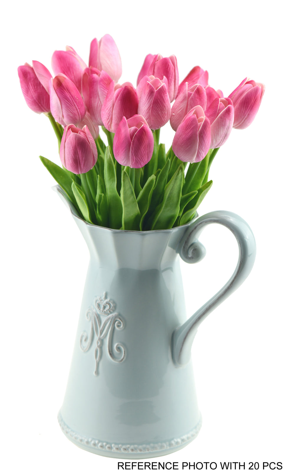 Magenta Pink Real Touch Tulips Artificial Flowers Bouquet 10 Stems
