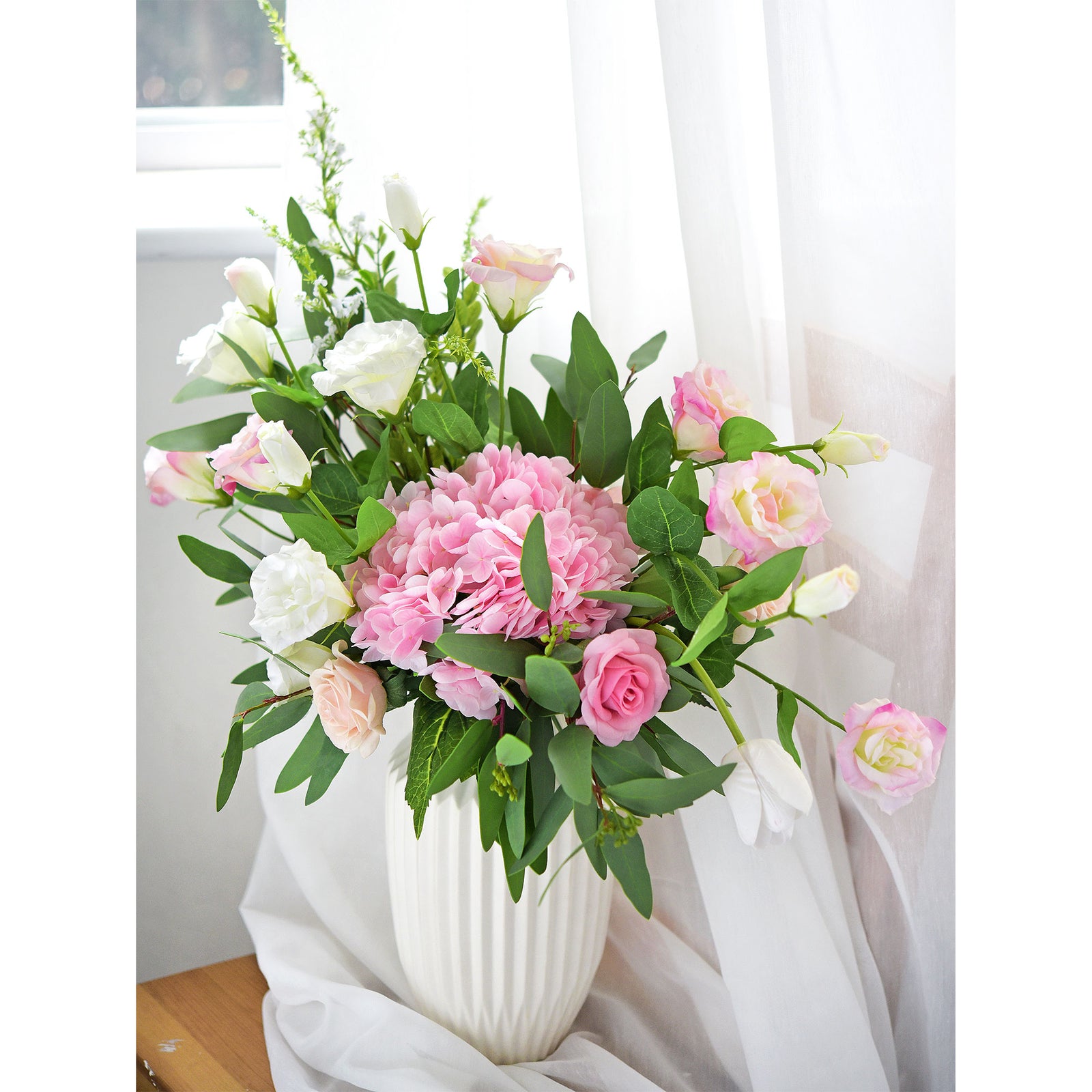 FiveSeasonStuff Real Touch Light Rose Pink Lisianthus Artificial Flowers Tall Long Stems 58cm 3 Stems