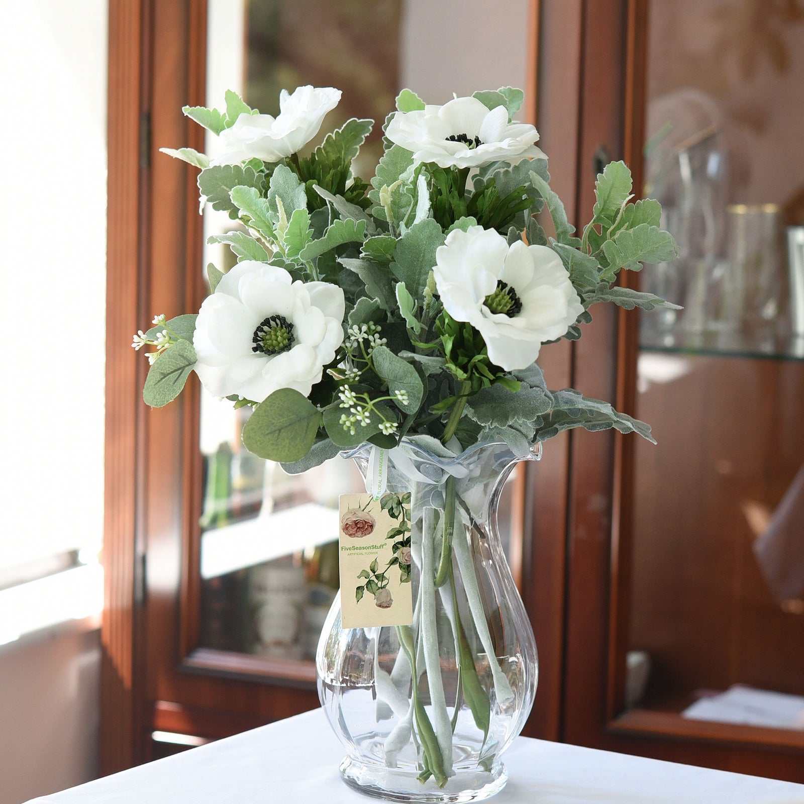 FiveSeasonStuff Dusty Miller Artificial Greenery Bush Plants for Wedding Flower Fillers DIY Bouquets and Floral Arrangements (6 Stems 18 inches Tall)